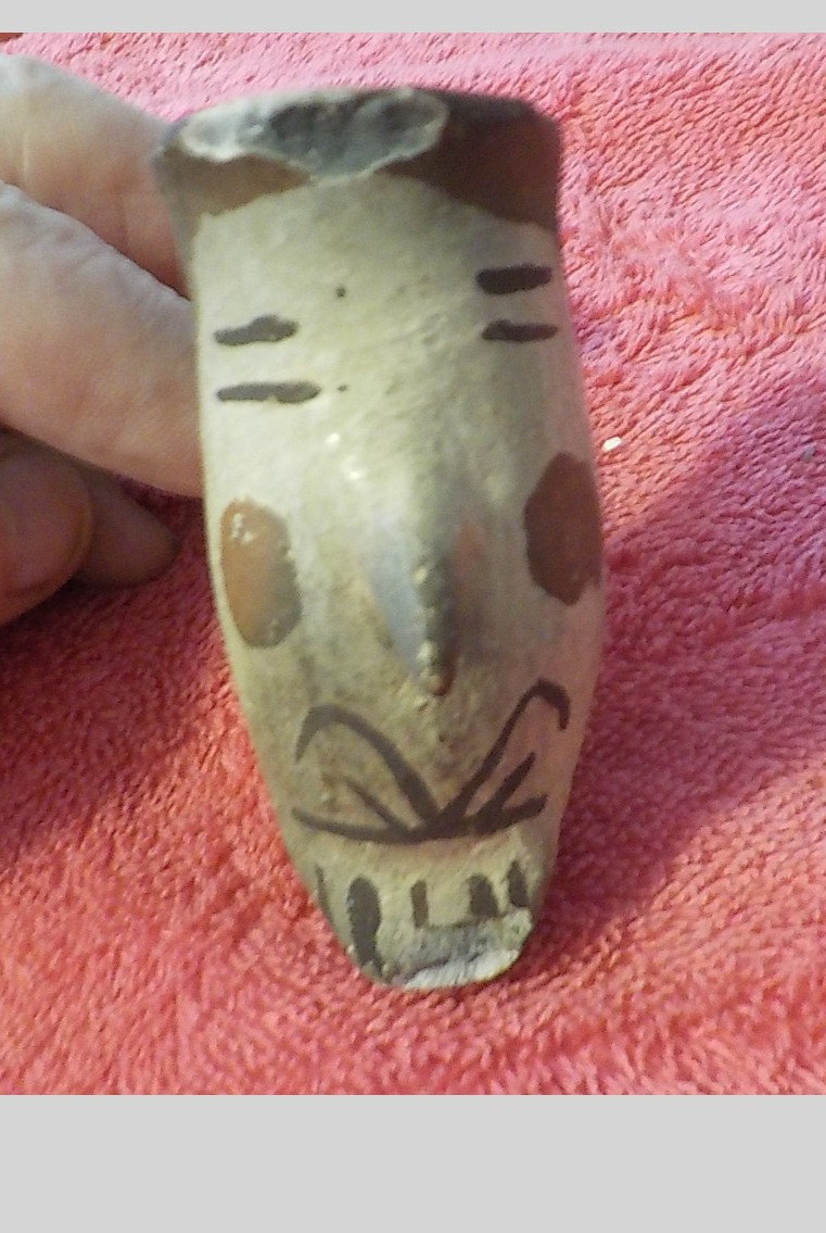 Vintage Isleta Pueblo pottery pipe head antique