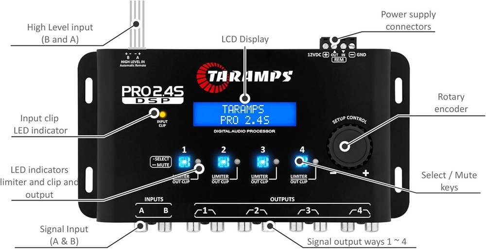 Advanced 15-Band Equalizer with Crossover: Pro 2.4S Digital Signal Processor