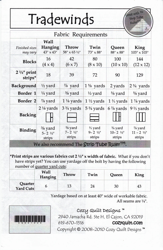 Tradewwinds Quilt Pattern by Cozy Quilt Designs