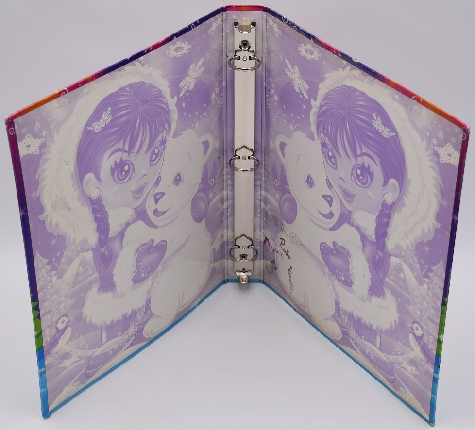 Vintage Y2K Lisa Frank Eskimo Girl Polar Bear Glitter Prism 3 ring Binder