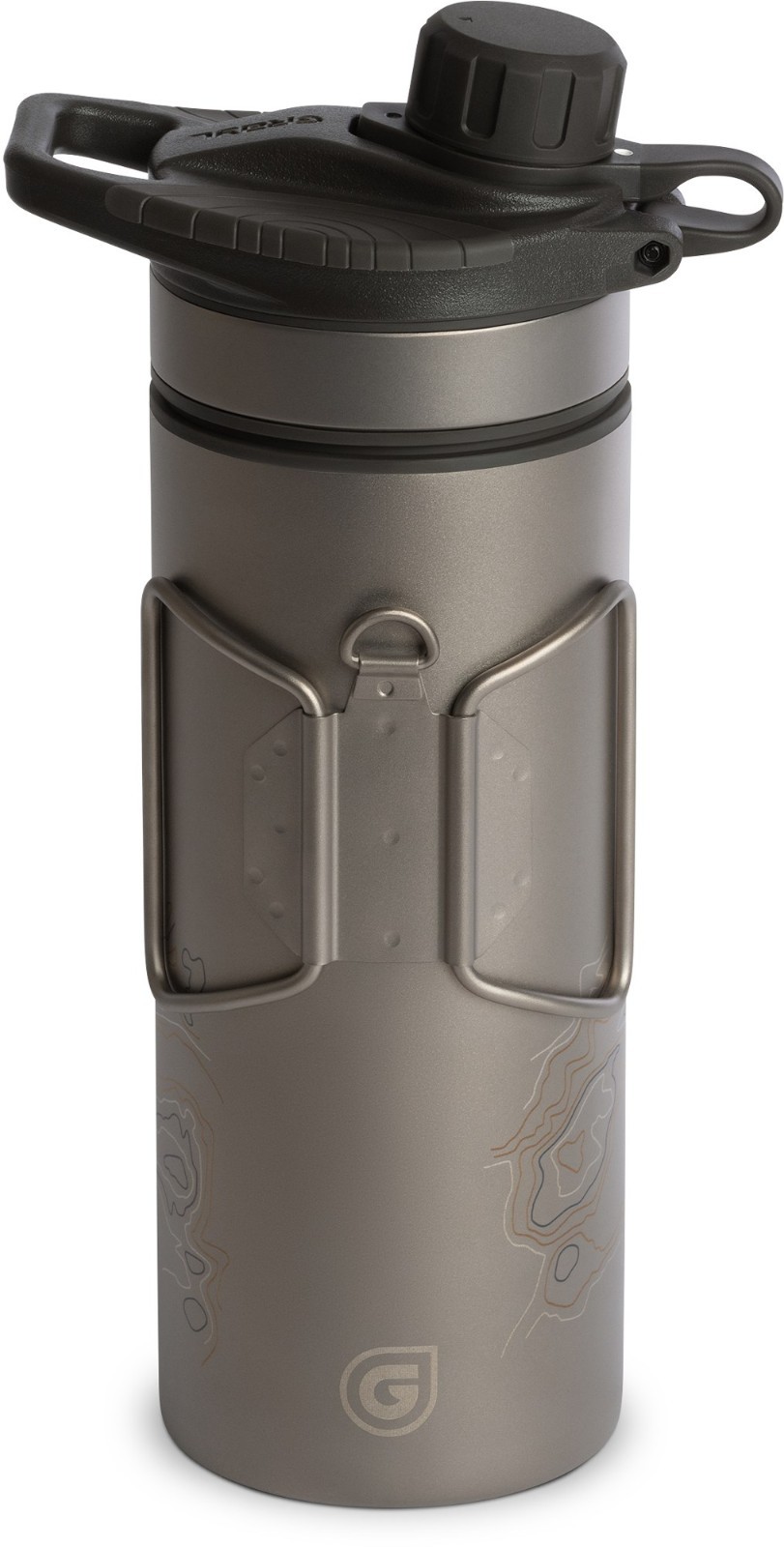 Grayl GeoPress Ti Water Filter and Purifier Bottle, 24 fl. oz, Covert Black