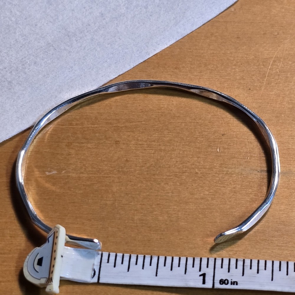 Sterling Silver 925 Cuff Bracelet Minimalist Bubble Wave Design