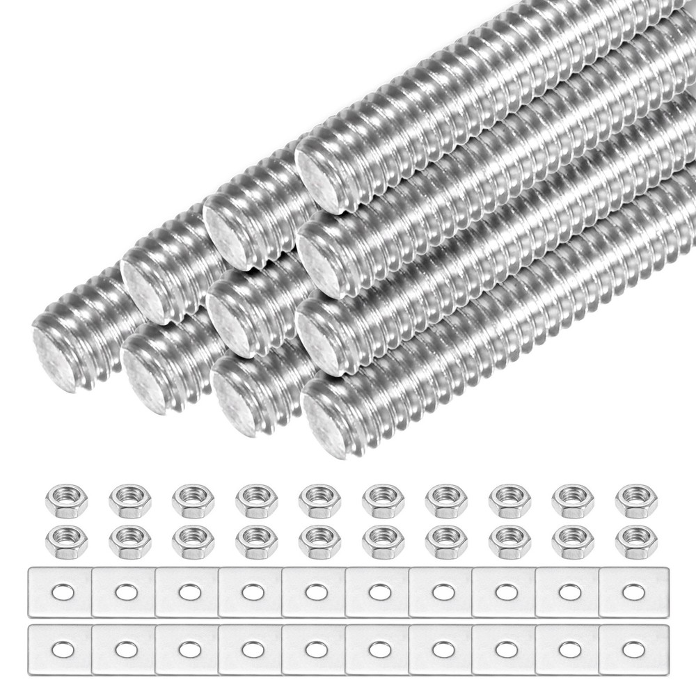 10-Set Fully Threaded Rod, M4x20mm Right Hand Thread Bar Studs with Nuts