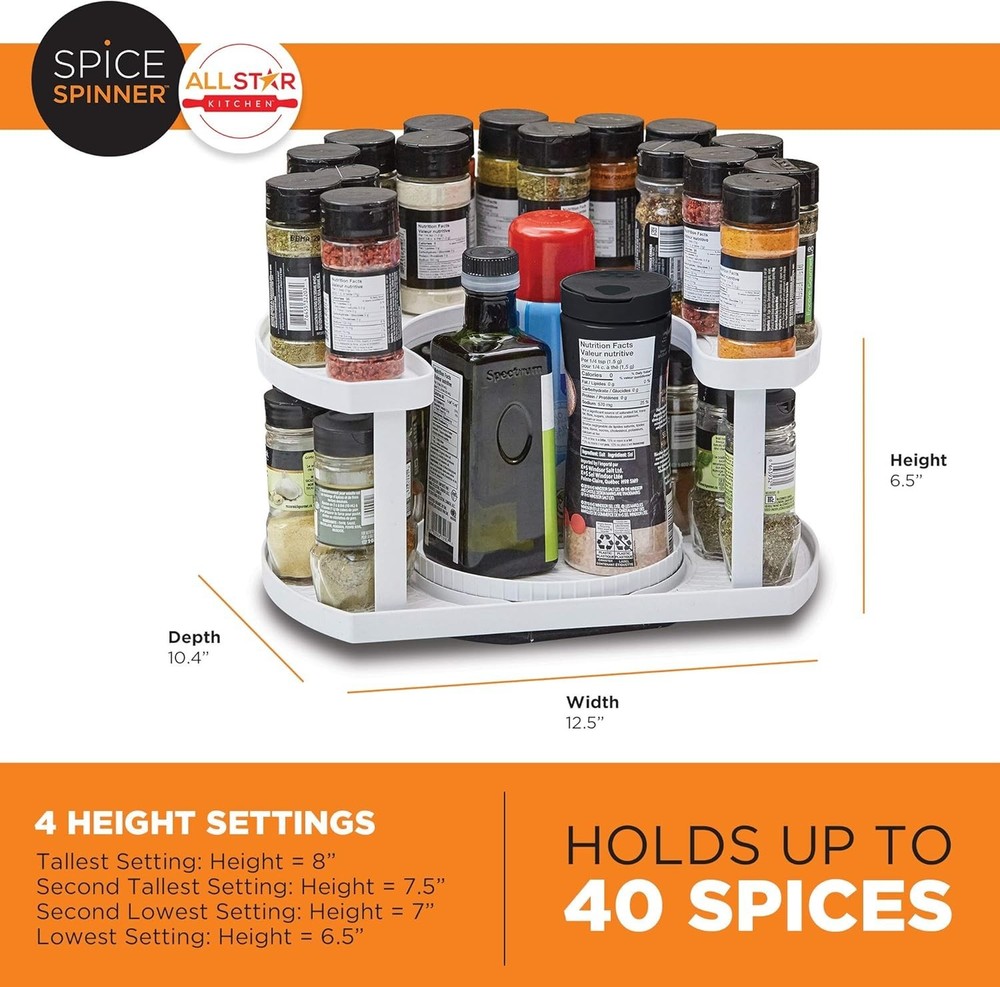 Two-Tier Spice Rack with Adjustable Design for Customizable Pantry Storage