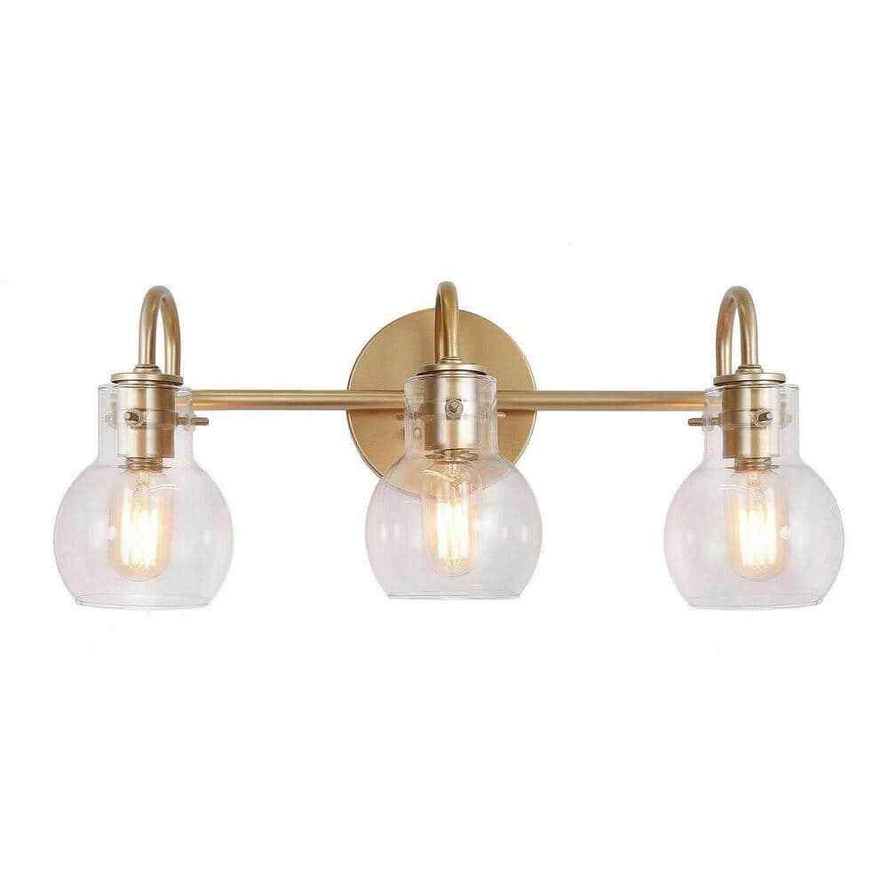 LNC Robb Modern 3-Light Gold Bathroom Vanity Light Interior Powder Room Lighting