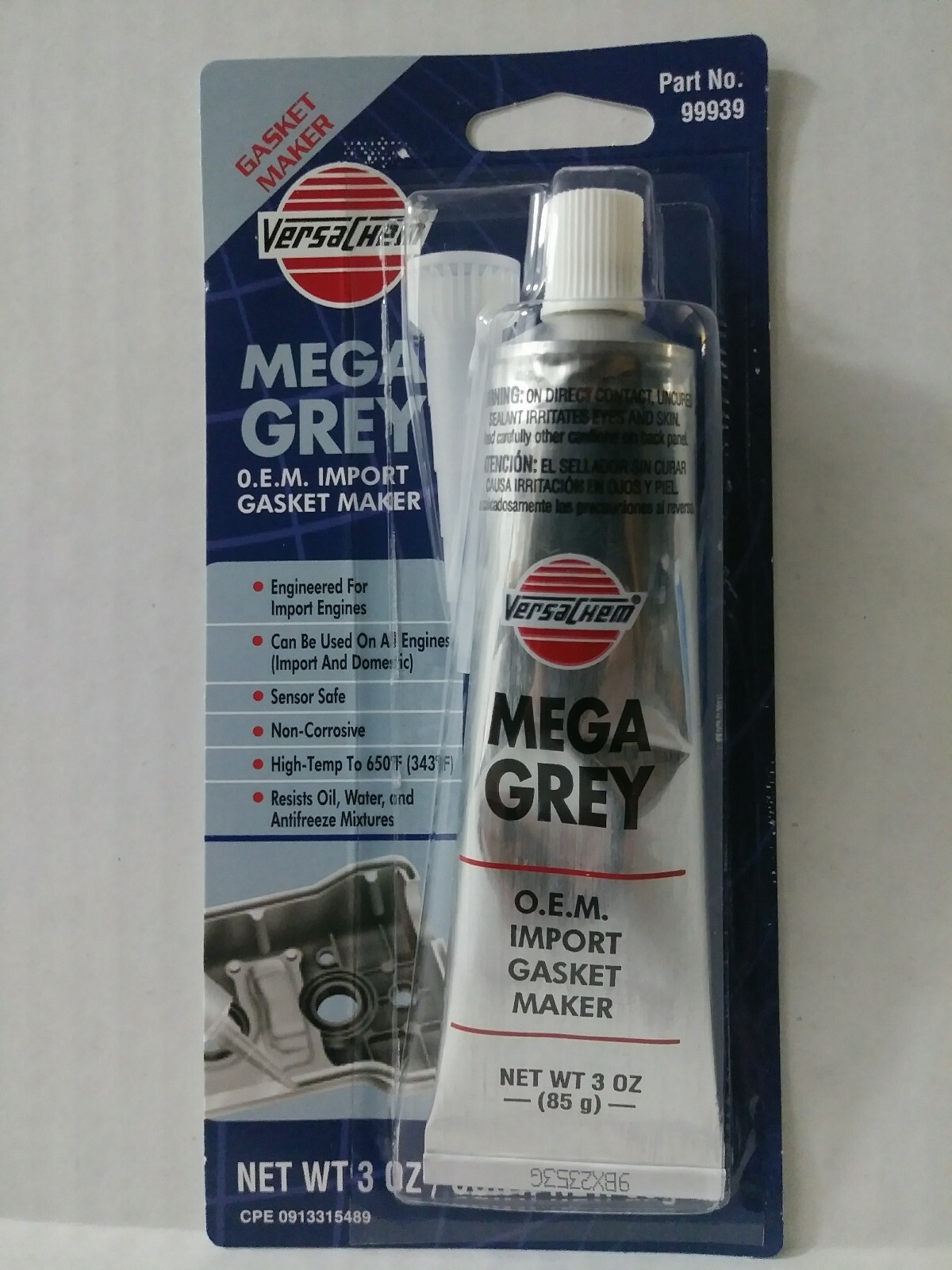 Gasket Maker Silicone Mega Grey 12 VersaChem 3 oz O.E.M Import Sensor Safe OEM