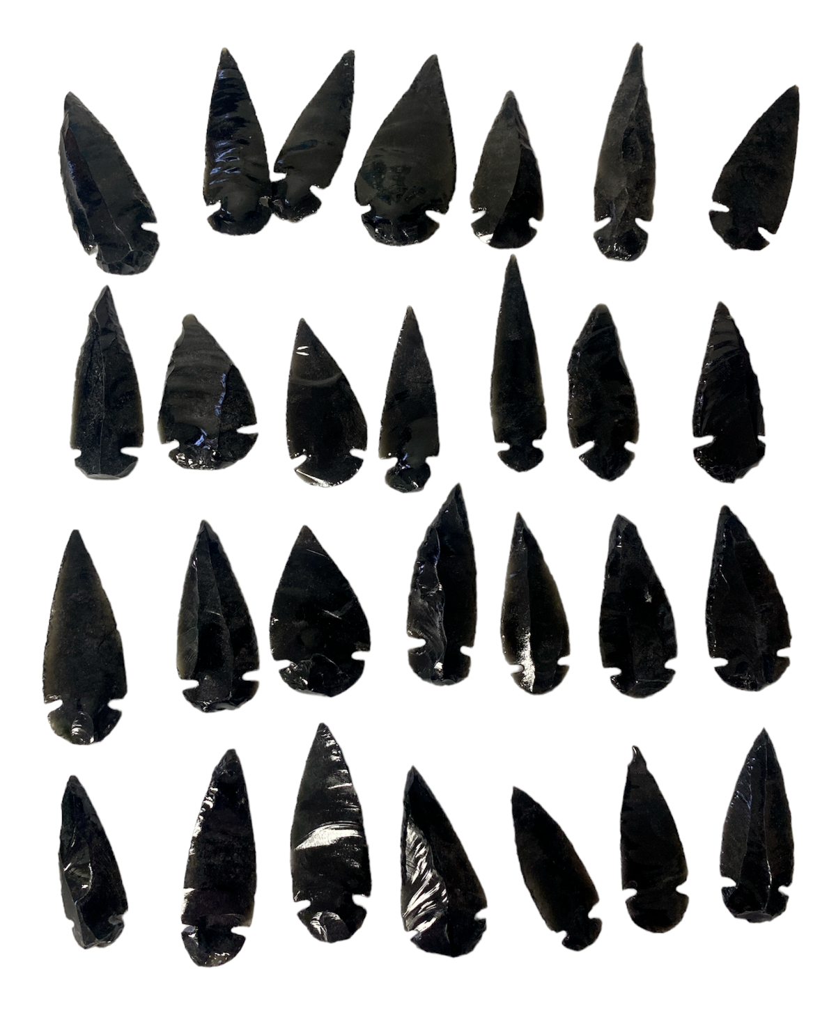 100 LARGE Arrowheads 2" , BLACK OBSIDIAN ,REAL,Hand Knapped,SPEAR,Stone,Mineral