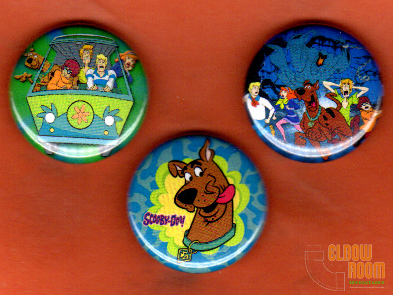 Set of three 1" Scooby Doo pins buttons cartoon