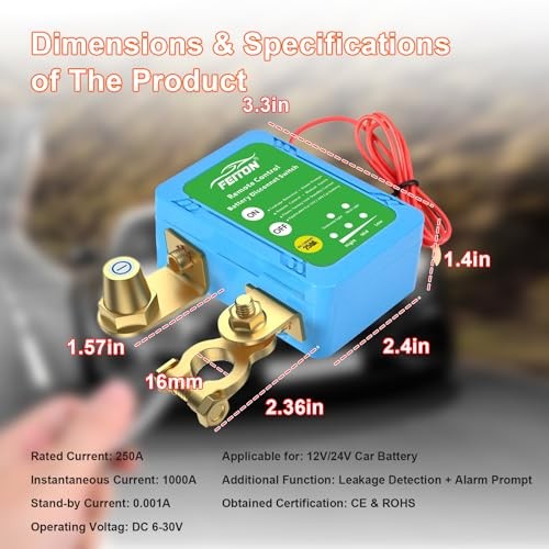 Remote Battery Disconnect Switch, 250A Heavy Duty Intelligent Swith