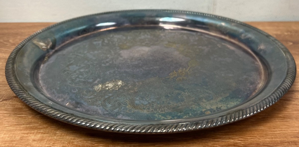 Castleton International Silver Company #671 12.25” Serving Tray, Round, Engraved