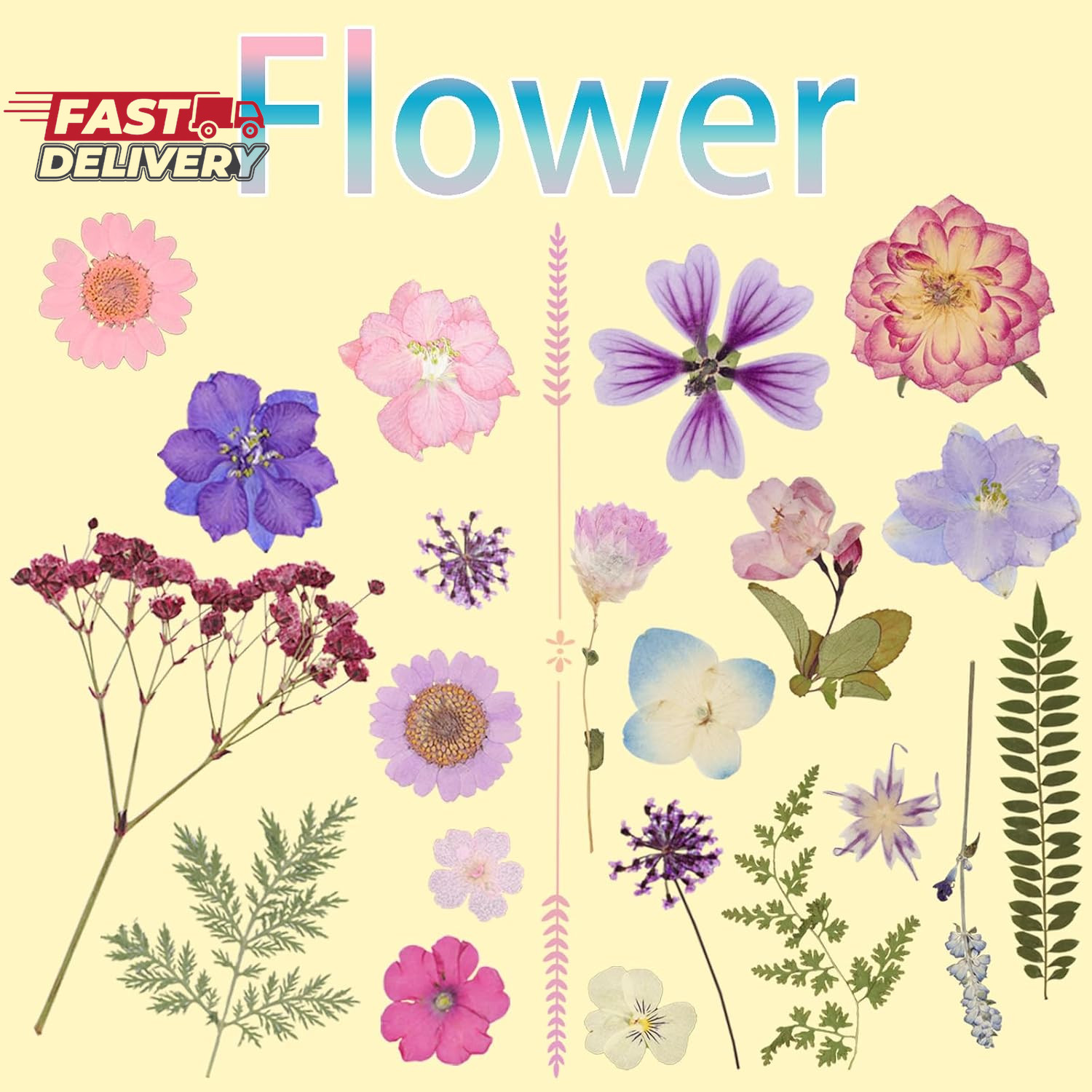 50Pcs Dried Pressed Flowers Resin Mould Real Pressed Flowers Natural Dry Leaves