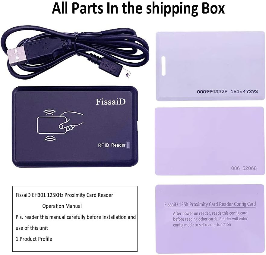 RFID Reader 125Khz - Reads Proximity Cards & EM4100 ID Card - USB Reader Emulate