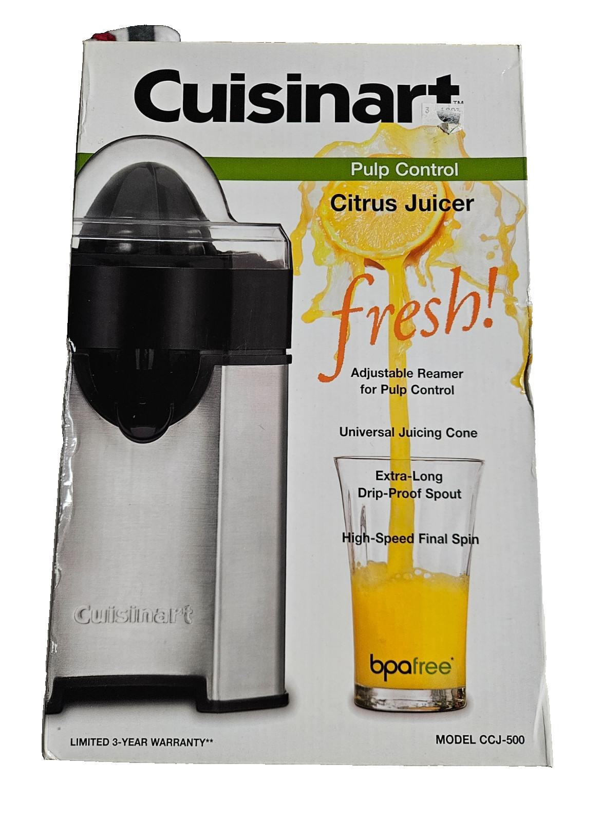 Cuisinart Citrus Juicer: Model CCJ-500, Brushed Stainless, Pulp Control (New)