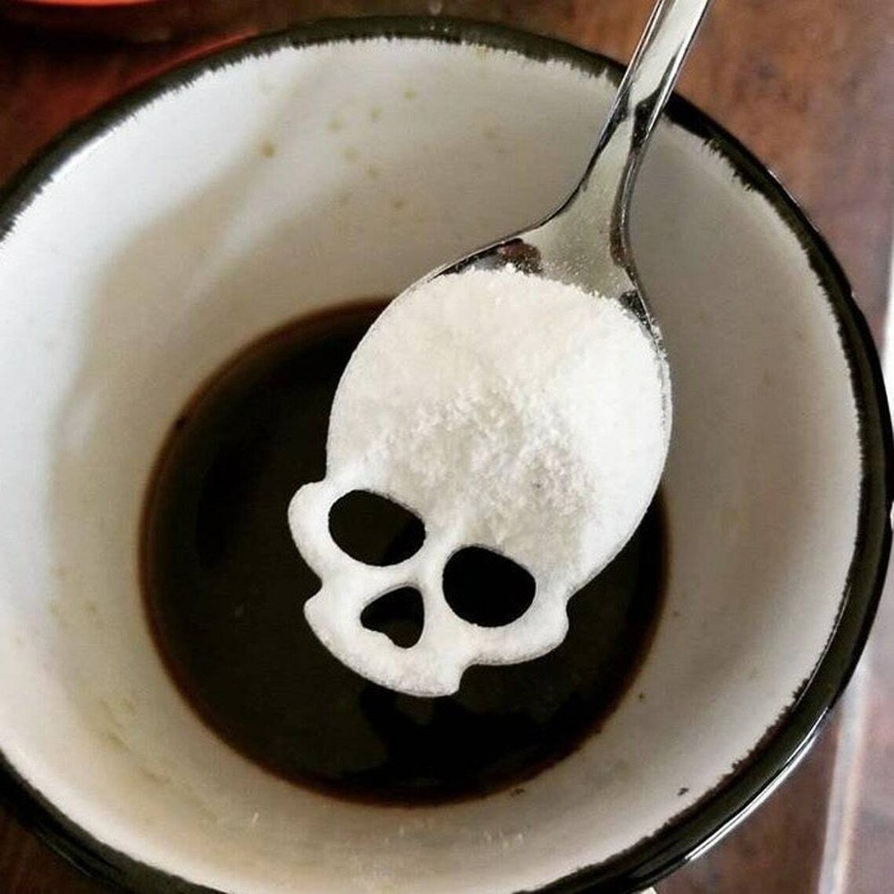 2 Skull Spoon Set, Sugar Skull Spoon, Gothic Kitchen Accessory, Skulls, Oddities