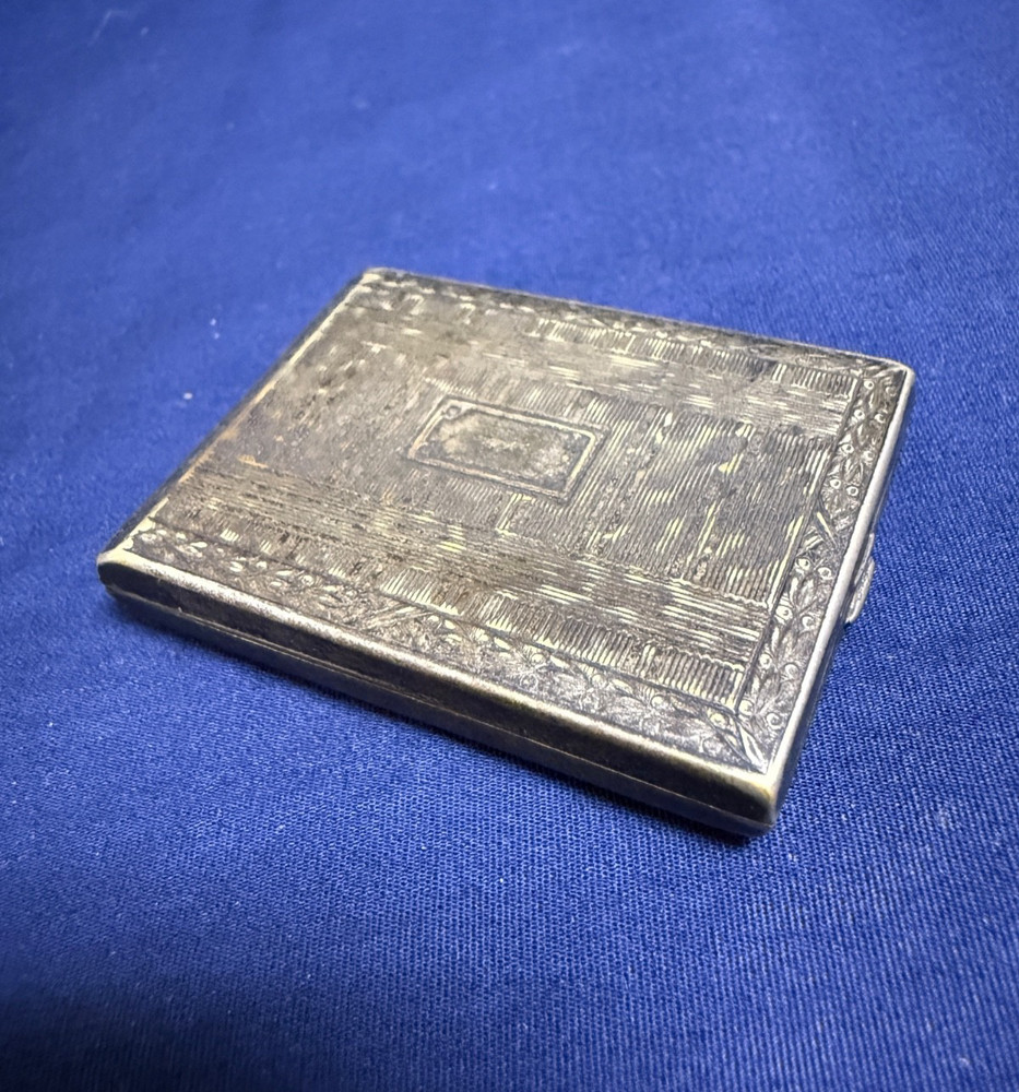 Art Deco Solid Silver Cigarette / Calling Card Case – Engine Turned Floral