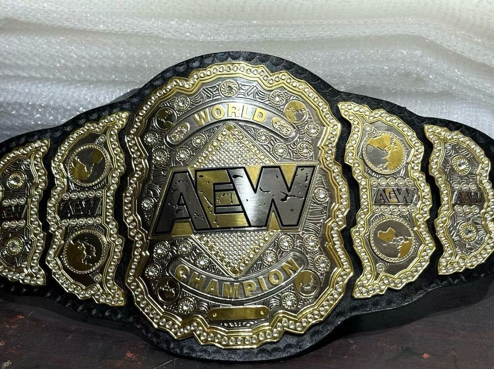AEW World Championship Replica Wrestling Belt Metal Plates Adult Size Title NEW.