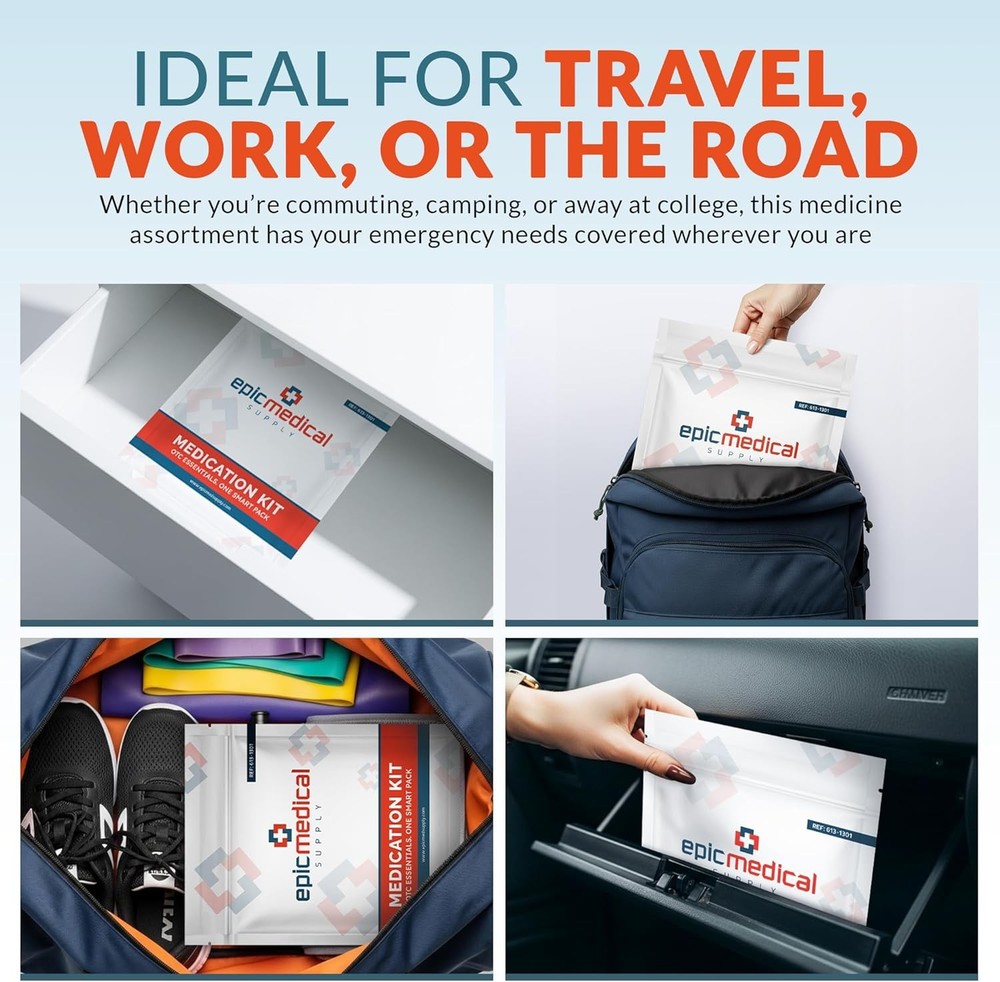 First Aid Kit Medication Refill – 70-Count Unit Dose Packets – Emergency Med