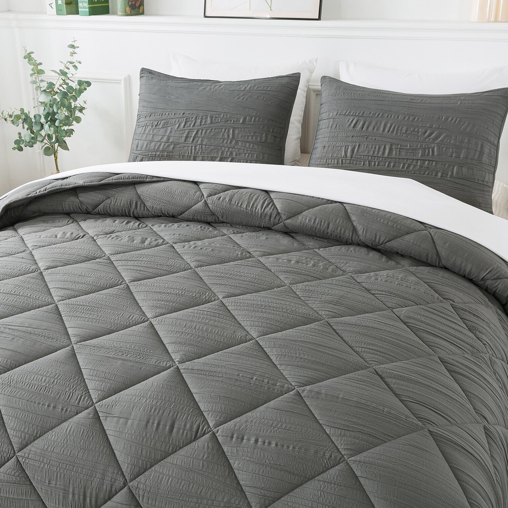 Lightweight Solid Comforter Set with 2 Pillow Shams