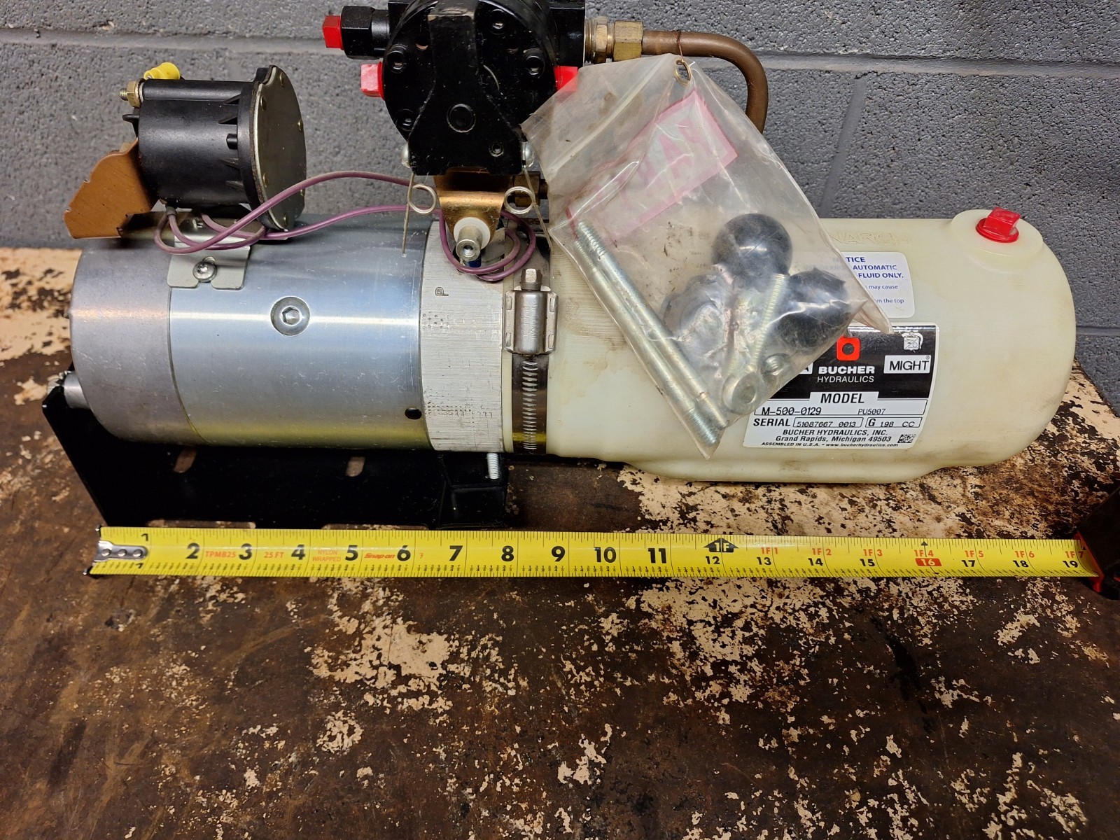 NOS Bucher Dyna-Might M-500-0129 PU5007 12V Hydraulic Power Unit Plow Lift Dump