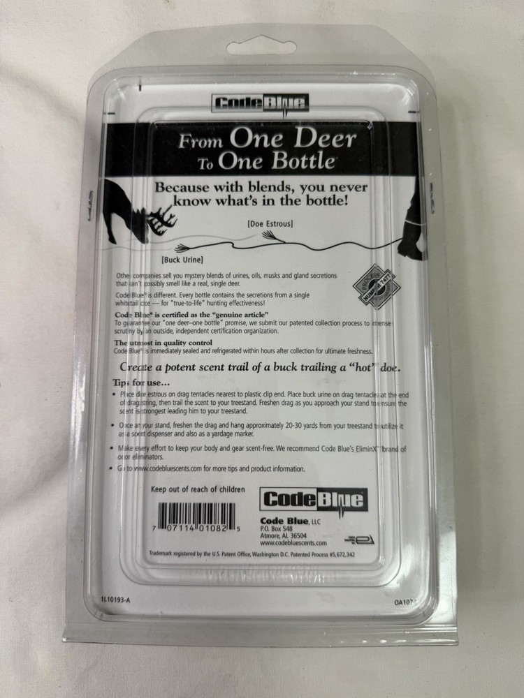 Code Blue Double Drag Combo Whitetail Buck Urine Doe Estrous OA1074