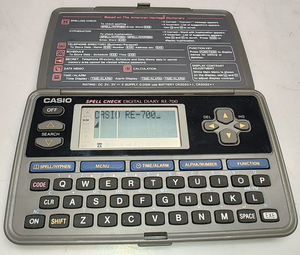 Casio RE-700 Spell Check Digital Diary WORKS