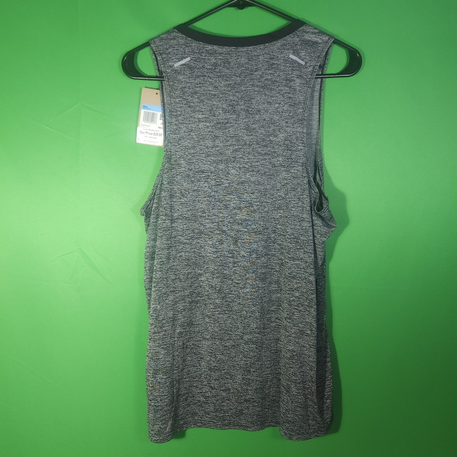 Nike Running Rise 365 Mens Medium Gray Sleeveless Tank Top Shirt Black Trim