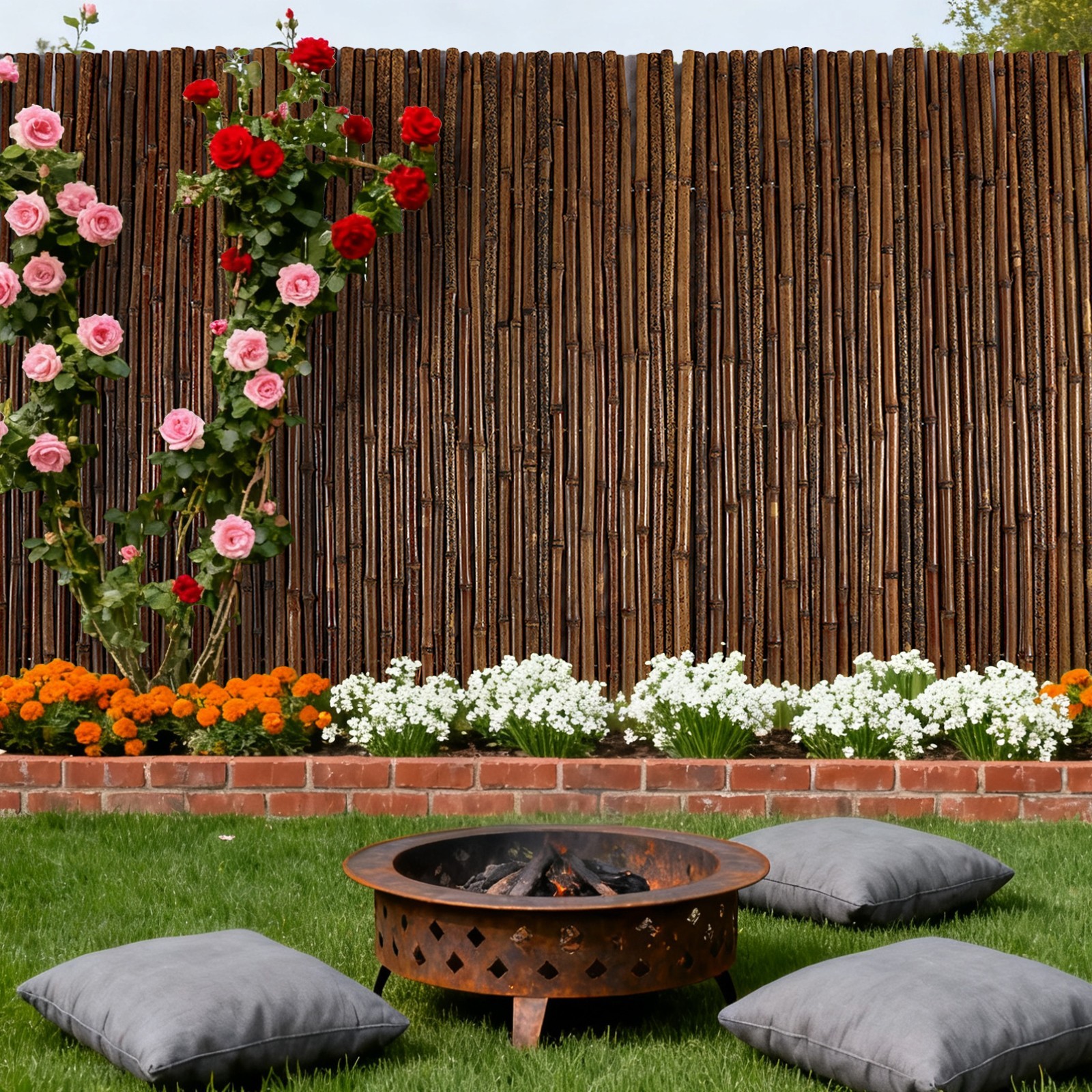 Carbonized Bamboo Cane Fence For Garden Balcony Decoration Fence Panel