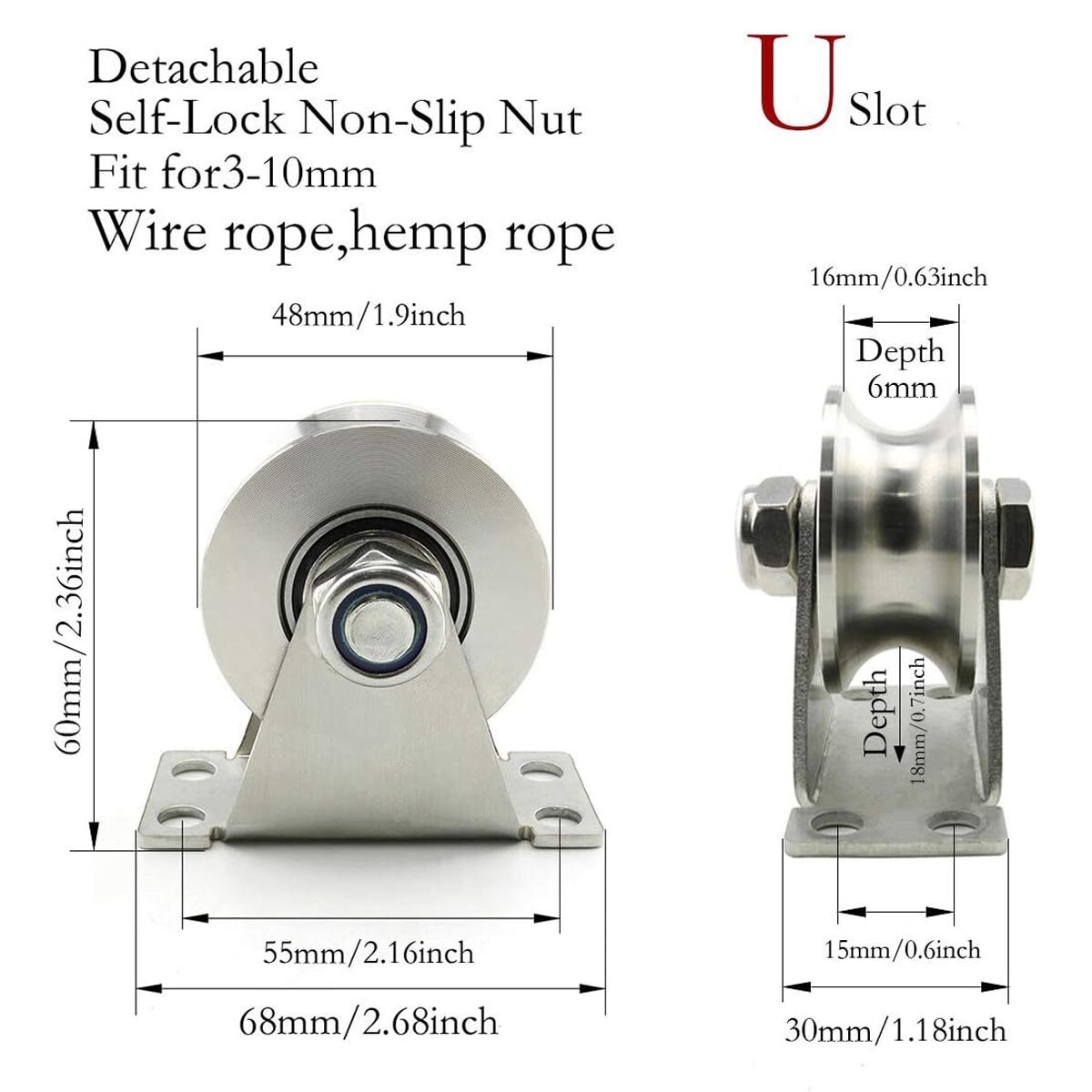 Steel U Channel Metal Roller Pulley Wheel Pulleys for Rope Cable Pulley Block