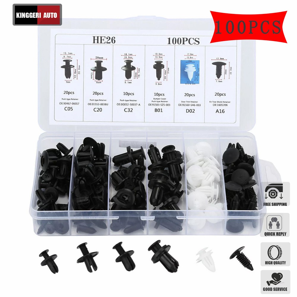 100x For Toyota Fixing Fastener Kit Bumper Fender Liner Push Type Retainer Clips