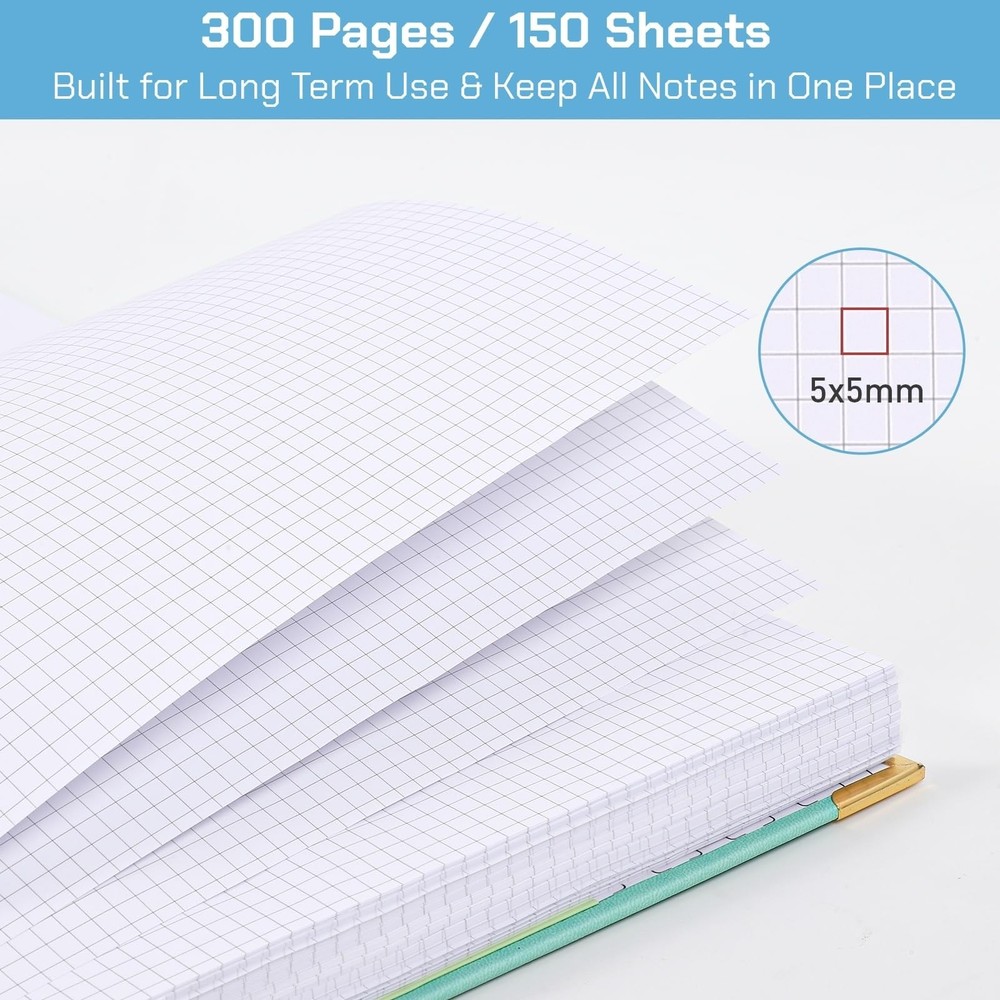 Graph Paper Notebook, 8.5” x 11” Graphing Notebook, 300 Pages, Large