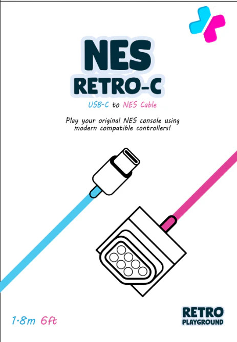 USB-C to NES 9ft Braided Retro Low Latency Cable
