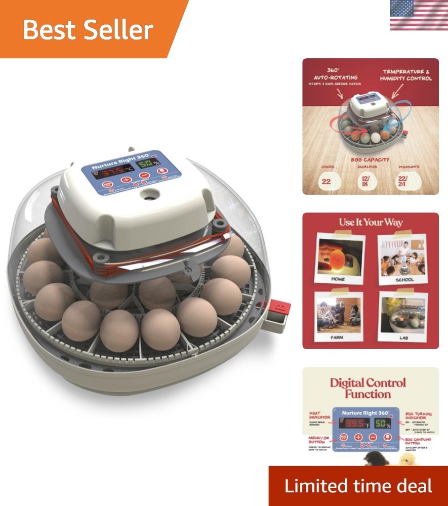 Nurture Right Egg Incubator for Hatching Chicks, Holds 12-22 Eggs, Automatic ...