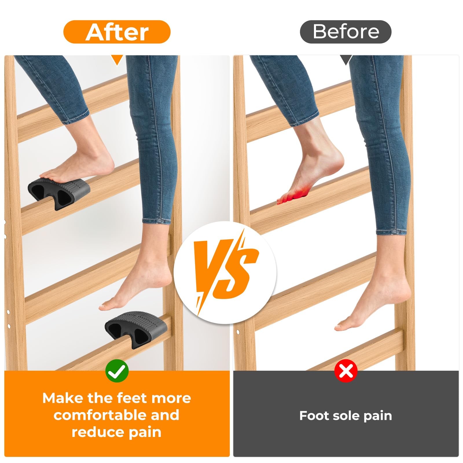 BeiJiGuang 2 Pack Rubber Bunk Bed Ladder Pads, Anti-Slip Foot Support Black