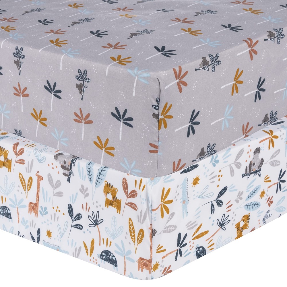 Sammy & Lou Koala Palms 2-Pack Microfiber Fitted Crib Sheet Set Fits Standard...