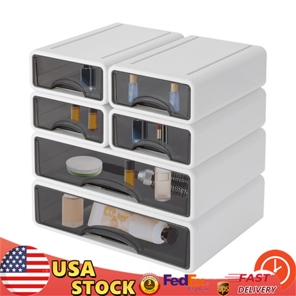 Office Storage Box with 6 Drawers Plastic Stackable Storage Drawers Organizer