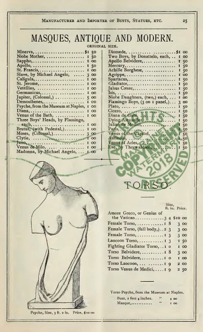 R Castelvecchi (1878) Samples CATALOG Antique Plaster Statue Busts Architects
