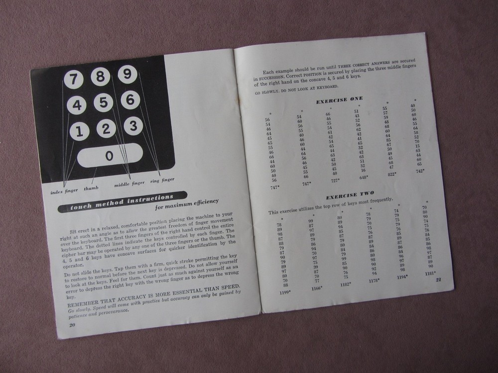Orig1950 Remington Rand Adding Machine Owner Operating Instructions Users Manual