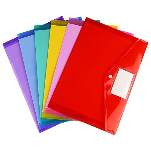 6 Pack Clear Document Folders Plastic Envelopes Poly Envelopes File 6 Color
