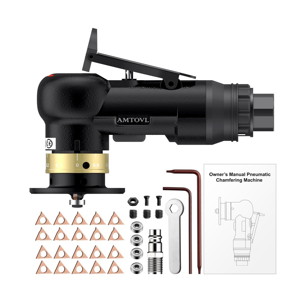AMTOVL Pneumatic Chamfering Tool - Mini Air Chamfer Tool with 10 C-Angle & 10...