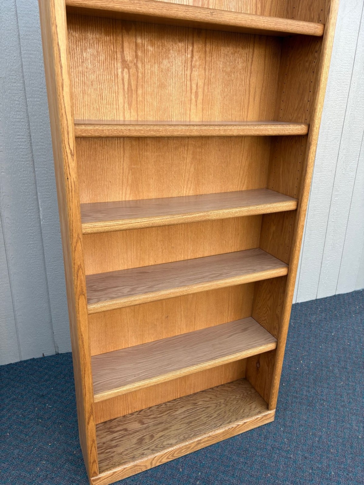 67556 Tall Oak Bookcase with Adjustable Shelves, Classic Design