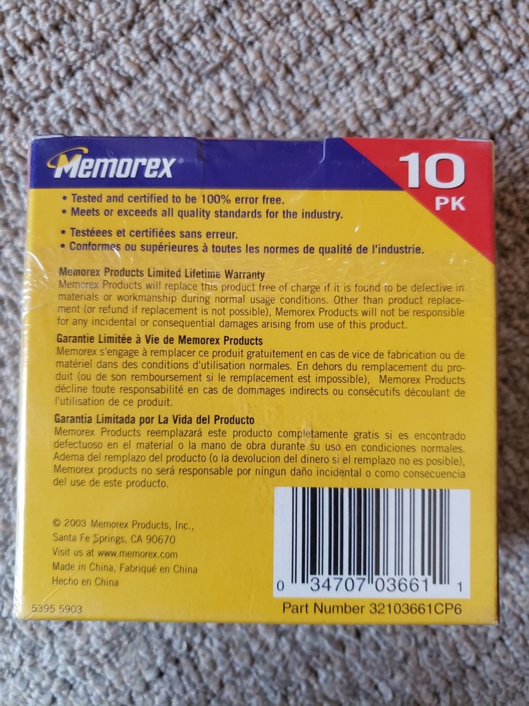 10 Pack Memorex 3.5" Computer Diskettes HD NEW Black Computer floppy diskettes