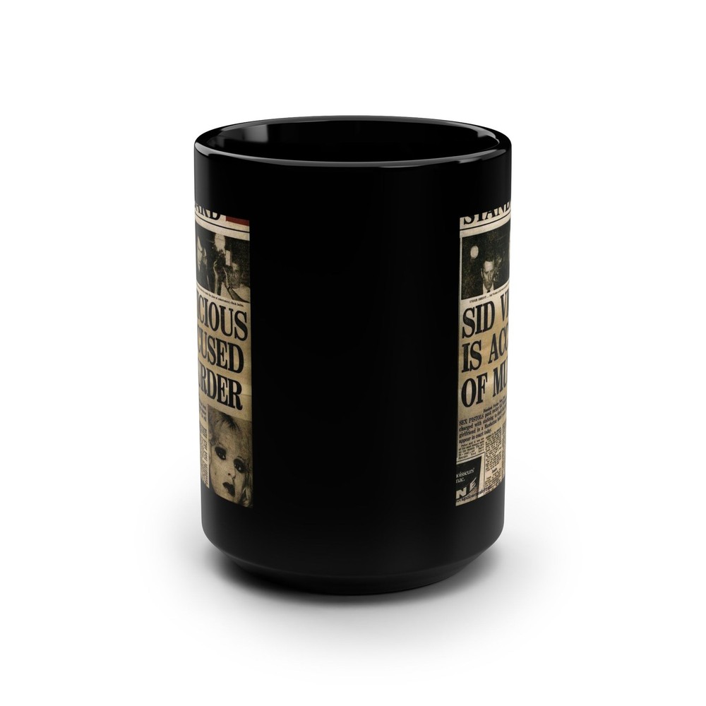 Sid Vicious Accused of Murder Black Mug 15oz