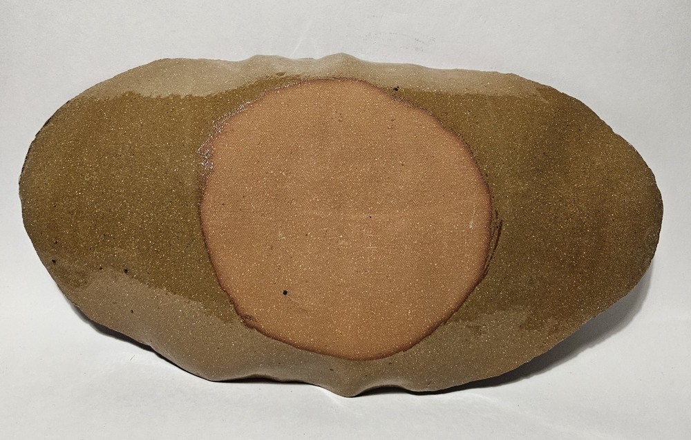 Signed Studio Art Pottery Leaf Pattern Textured Plate