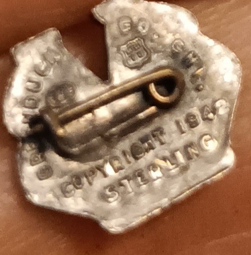 STERLING 1942 CHRIST and COUNTY LAPEL PIN