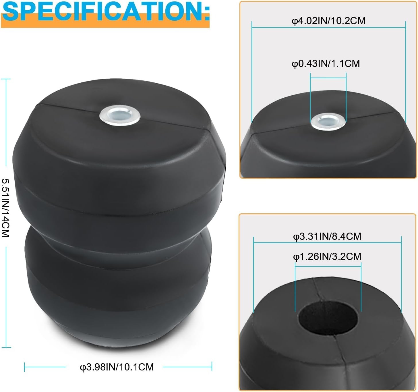 Rear Rubber Helper Suspension Bump Stops Compatible with 2014-2023 Dodge Ram 250