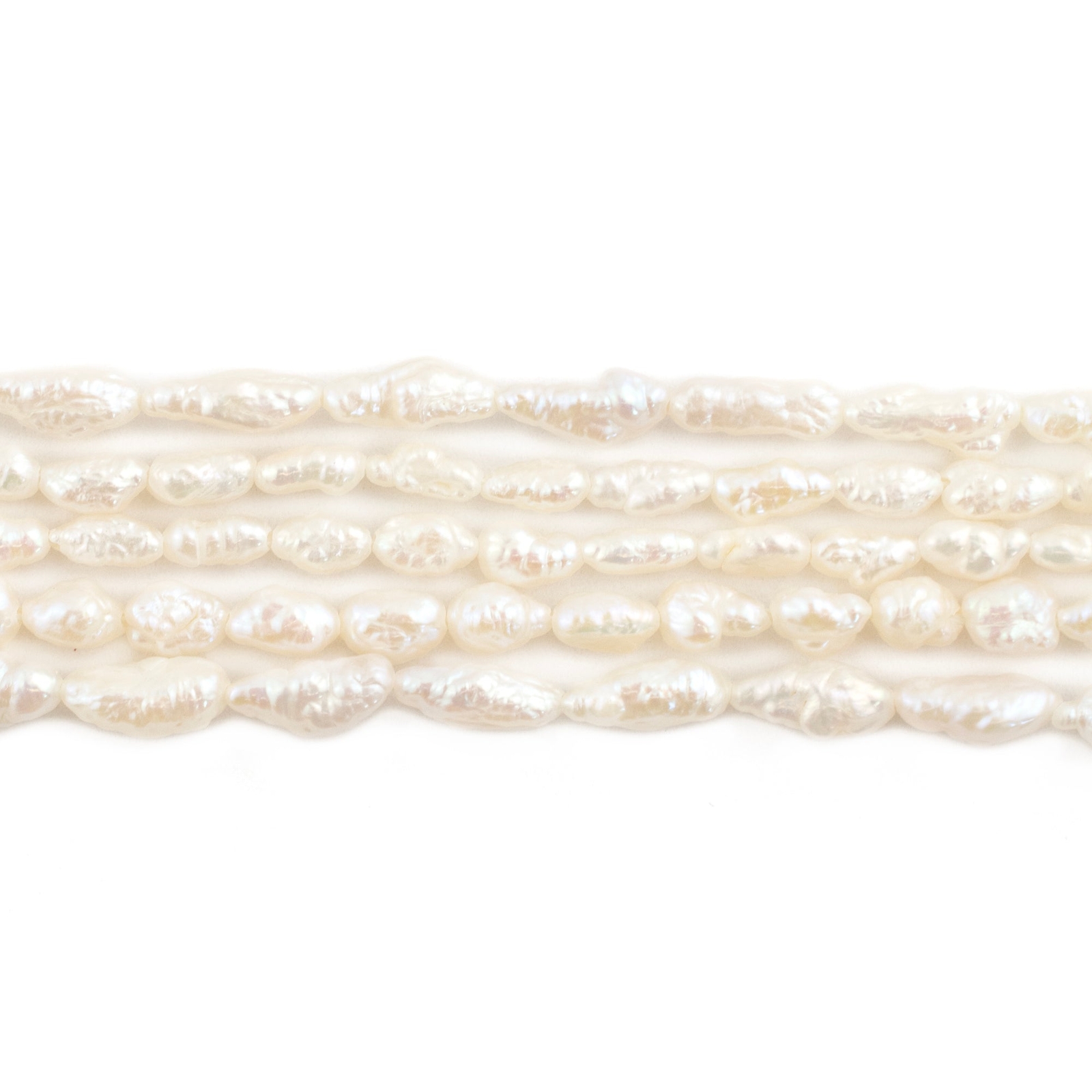 Vintage Japanese Rice Pearl Beads 4mm White Oval 16 Inch Strand