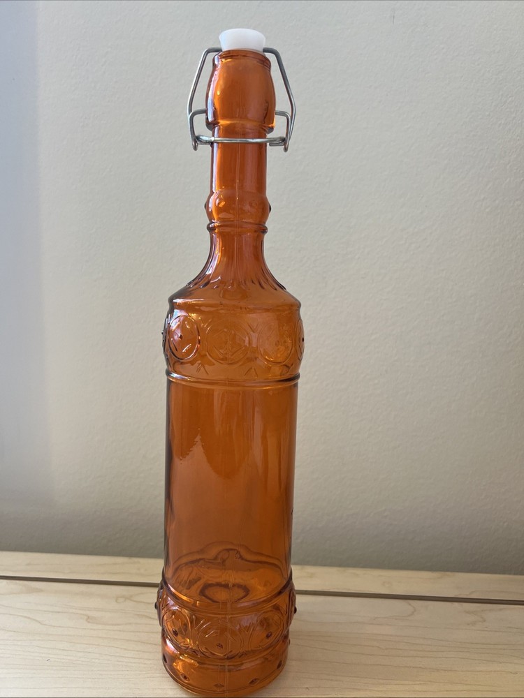 orange glass wine bottle