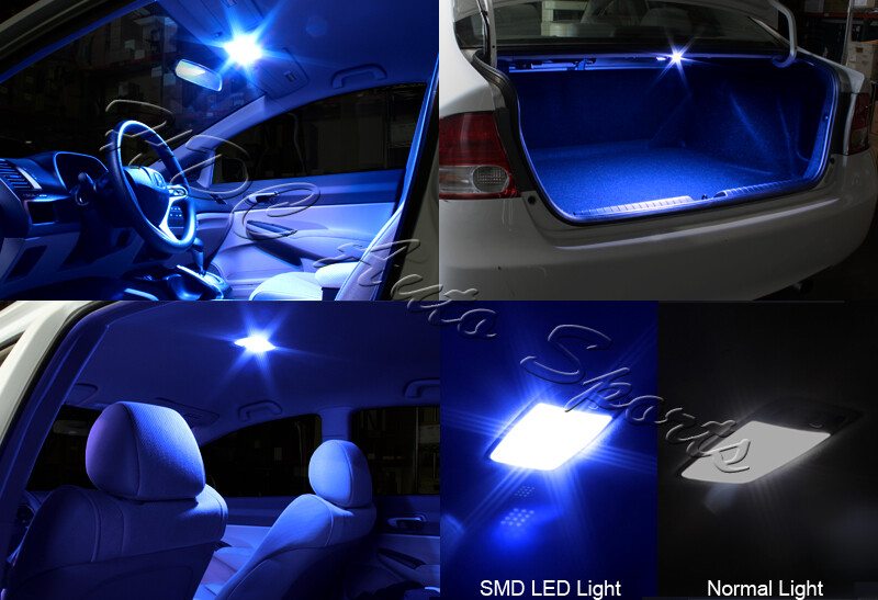 Universal T10 / Festoon 12 SMD LED Interior Dome / Map Light Bulb Panel - Blue