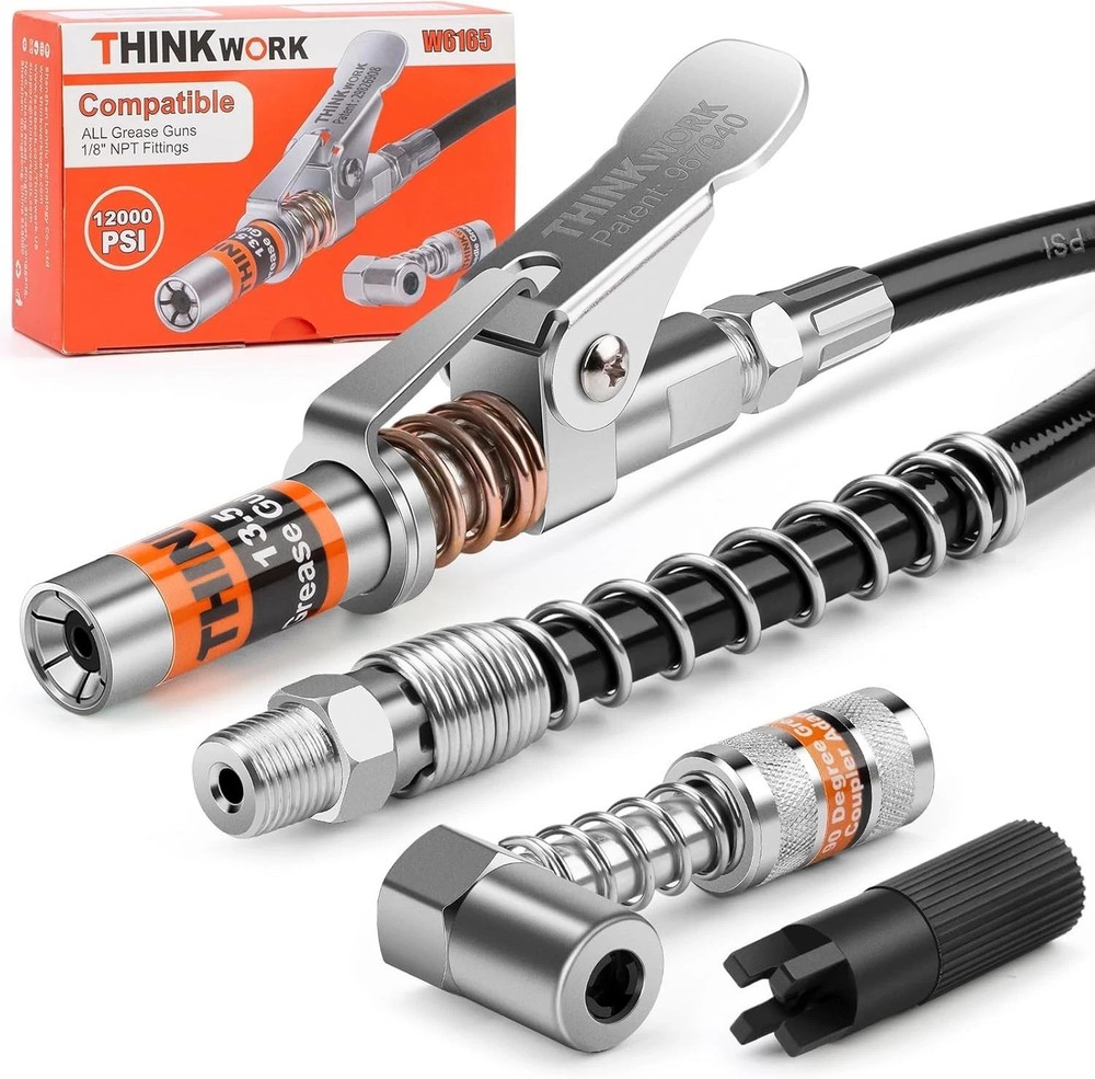 THINKWORK Grease Gun Coupler with 90� Adaptor