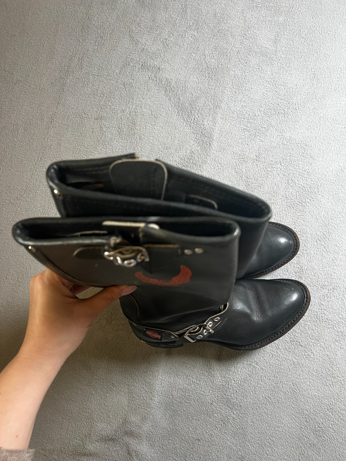 HARLEY-DAVIDSON Womens BOOTS 8 Black kazak Bicker low heel genuine leather shoes